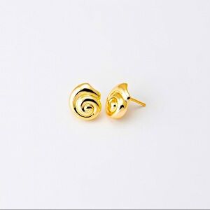 Tiny Ammonite Gold Stud Earrings